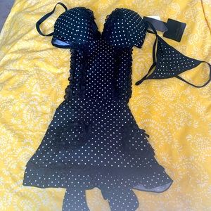 Marilyn Monroe apron style lingerie blck w/wht dot
